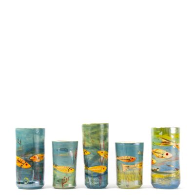 Earls Croome Pottery - a selection of beakers and vases