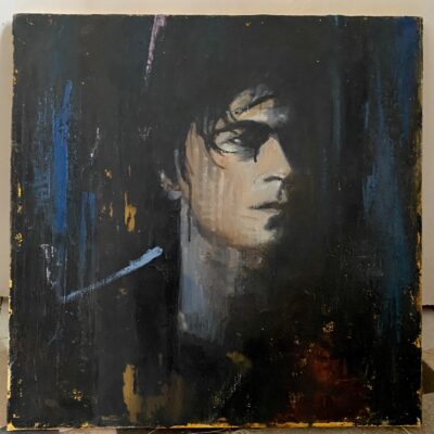 Jonny Lewis - Self portrait (some years ago) in thin oils (Oil on canvas)