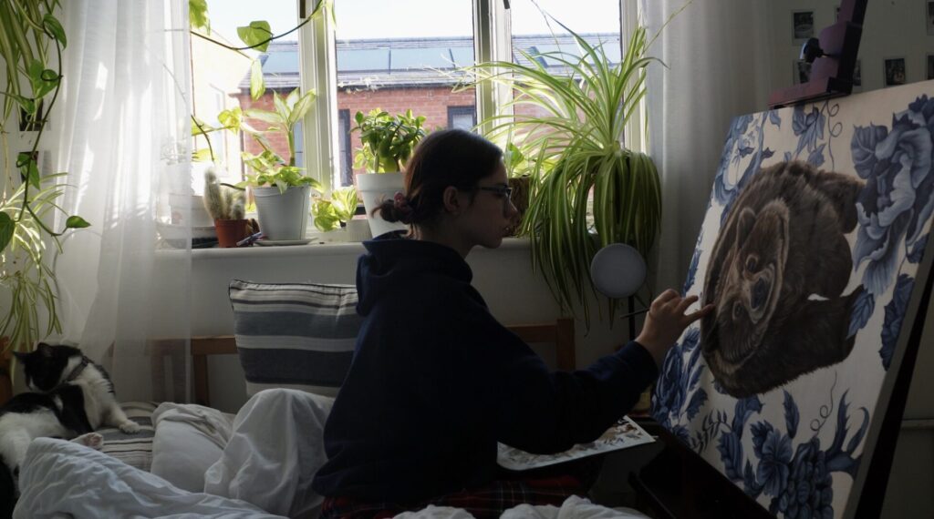 Nikola Sasal in the process of painting 