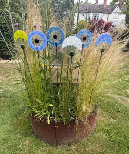 Hand Made Fused Glass Alliums glass Flowers