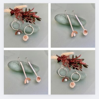 Artwork by Joanne Goodwin: Island Landscape Earring Designs in Silver & Copper