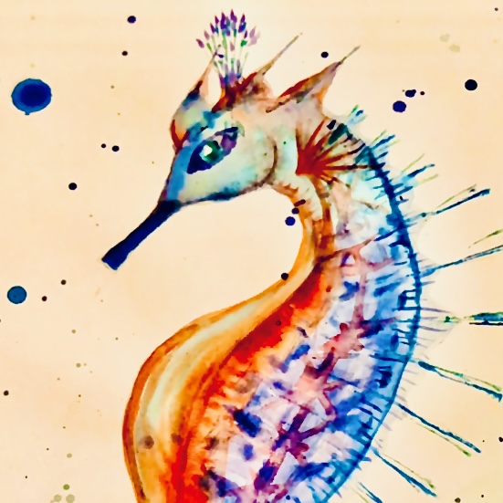 Watercolour seahorse