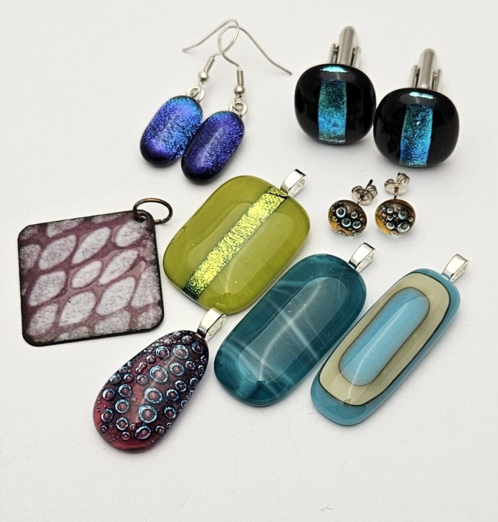 Fused glass and enamelled jewellery