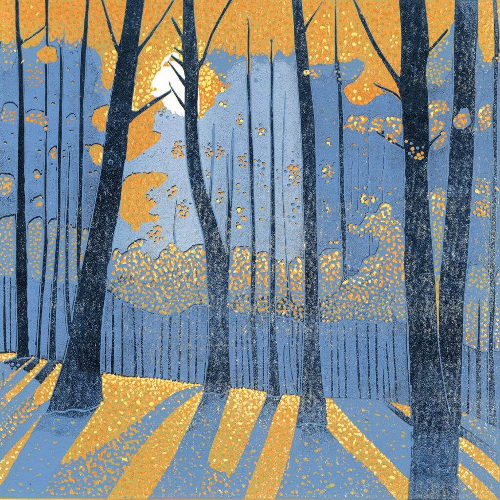 'Into the Woodland' - Reduction Linocut Print