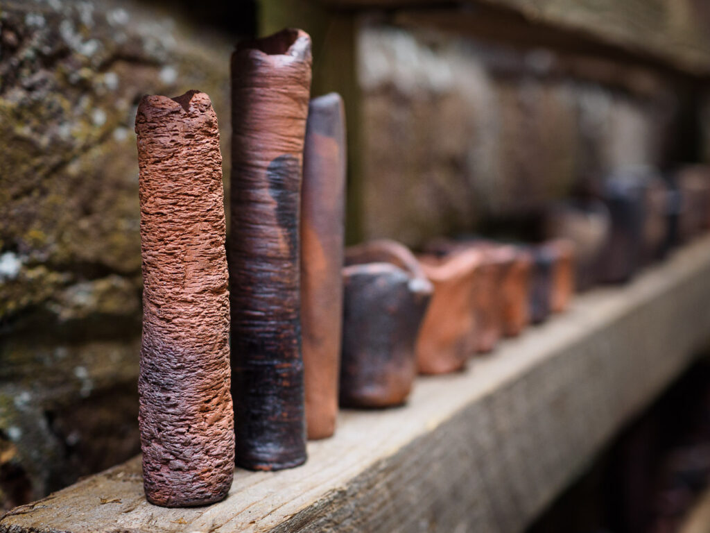 Terracotta pots with carbonised finish