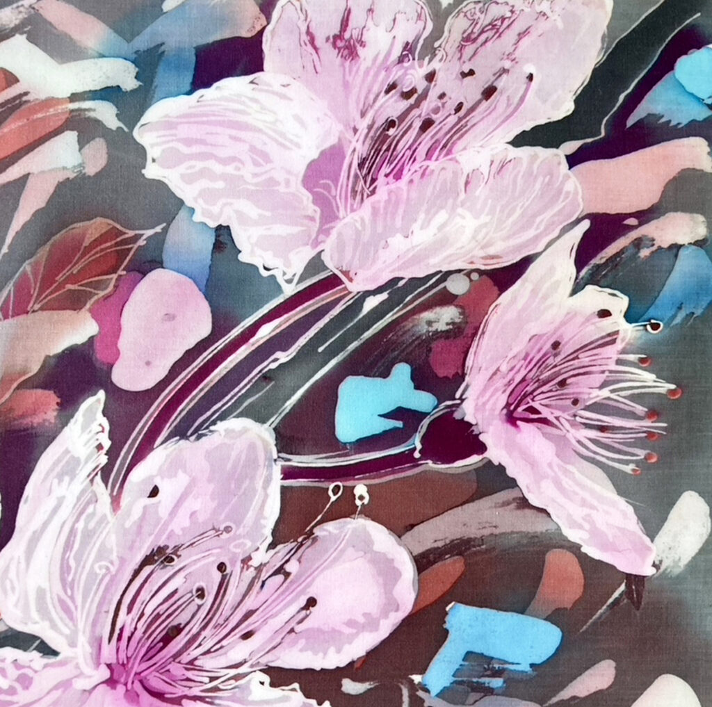 Cherry Plum blossom - batik on cotton