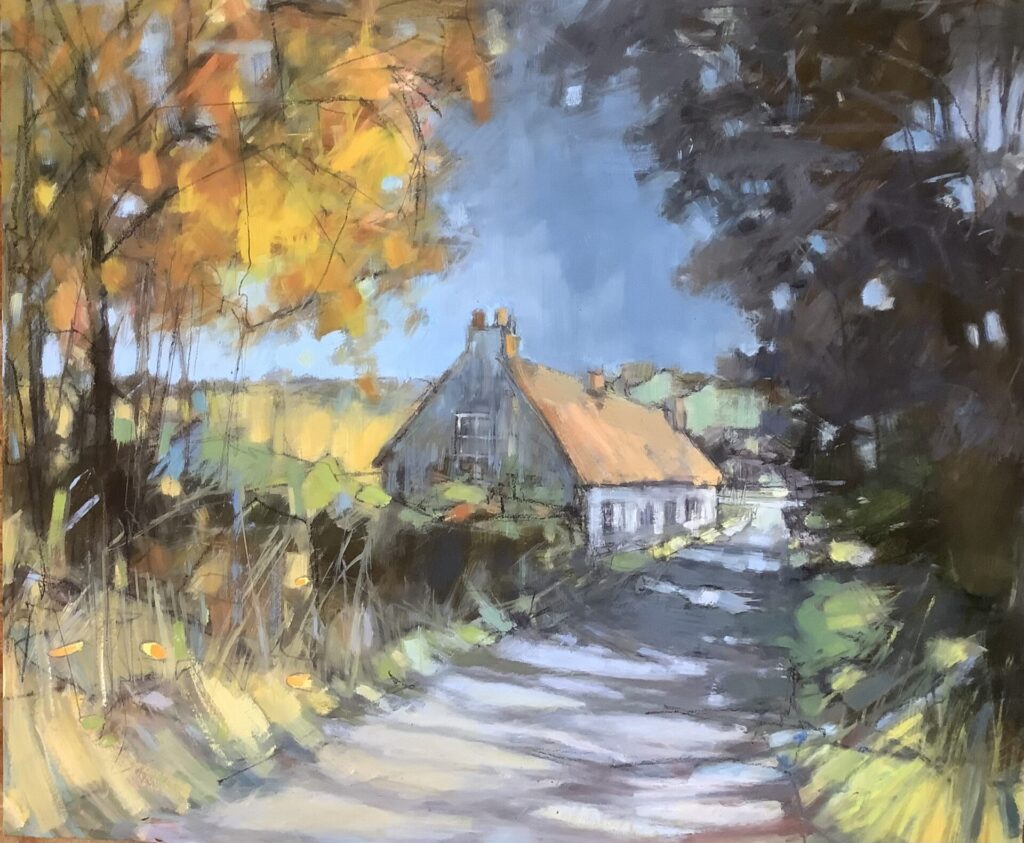 Oil and mixed media celebrating mark making and colour.