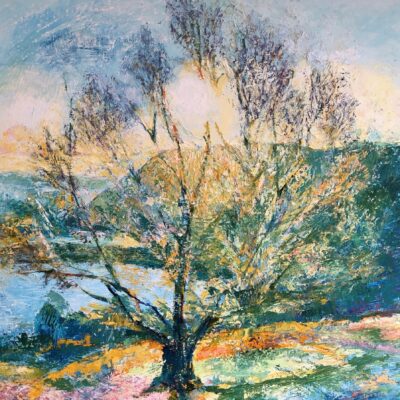 Artwork by Louise Pilditch: January Sunrise, British Camp Reservoir