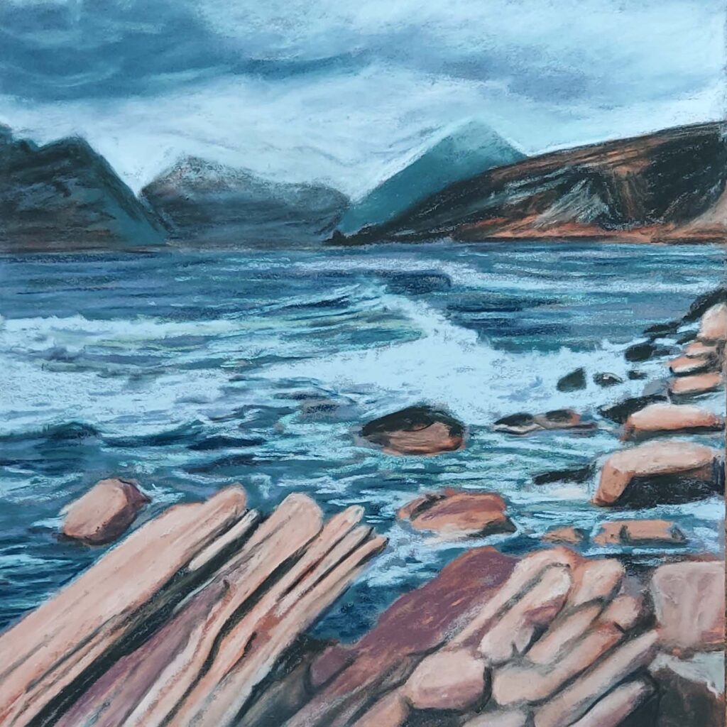 Pastel painting of Elgol, Isle of Skye.