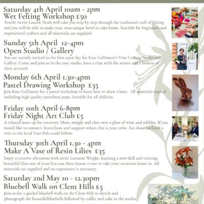 Workshops announcenced at Vine Cottage Studio