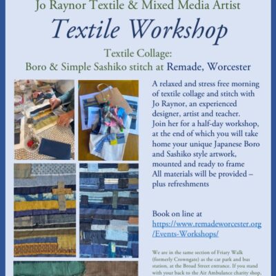 Textile Workshop Textile Collage Inspired by Boro & Simple Sashiko stitch